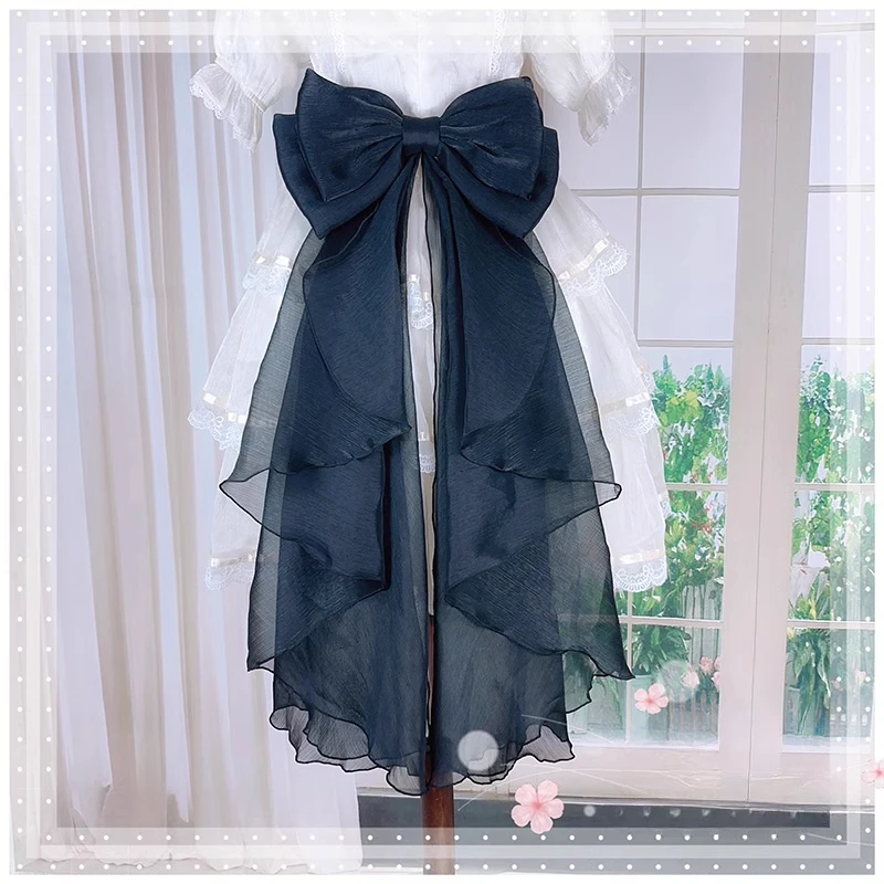 

Sweet Cascading Ruffle Bow Train Removable Lolita Dress Train with Pins