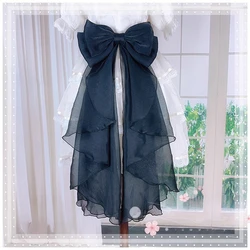 Sweet Cascading Ruffle Bow Train Removable Lolita Dress Train with Pins
