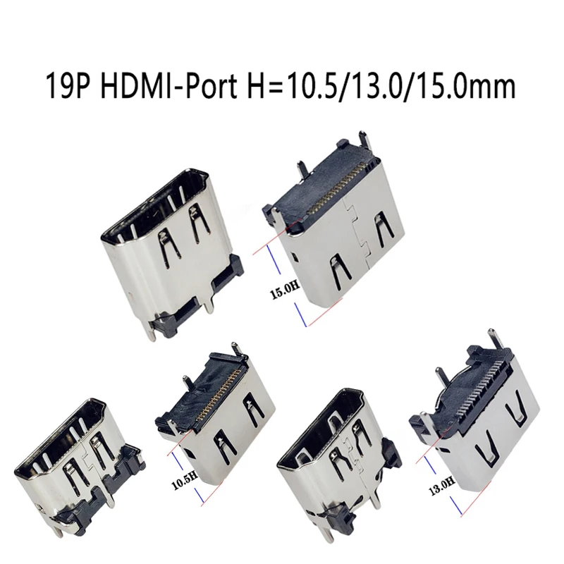 

2pcs HDMI-Port Jack Plug Connector 19PIN 19P Vertical SMT SMD 180 Degree HD 19 PIN HDMI-compatible Socket Female PCB Receptacle