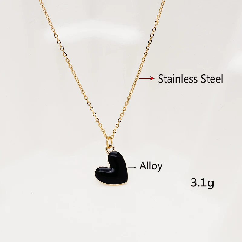 Stainless Steel Chain Heart Pendant Necklace For Women Girls Hotsale Cute Red Blue Pink White Heart Necklace For Birthday Gifts