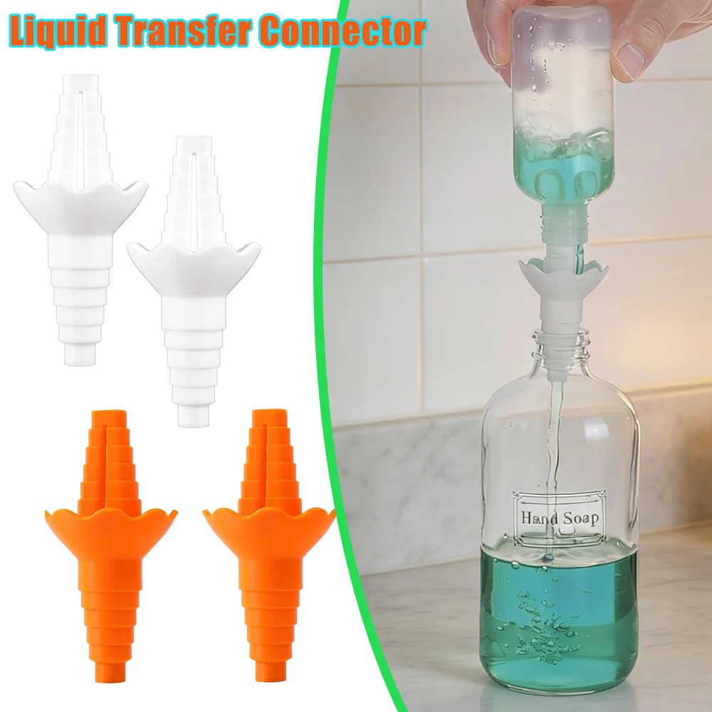 

Reusable Bottle Funnel Universal Bottle Emptying Kit Liquid Transfer Connector Mess Free Leak Proof for Shampoo Lotion Soap