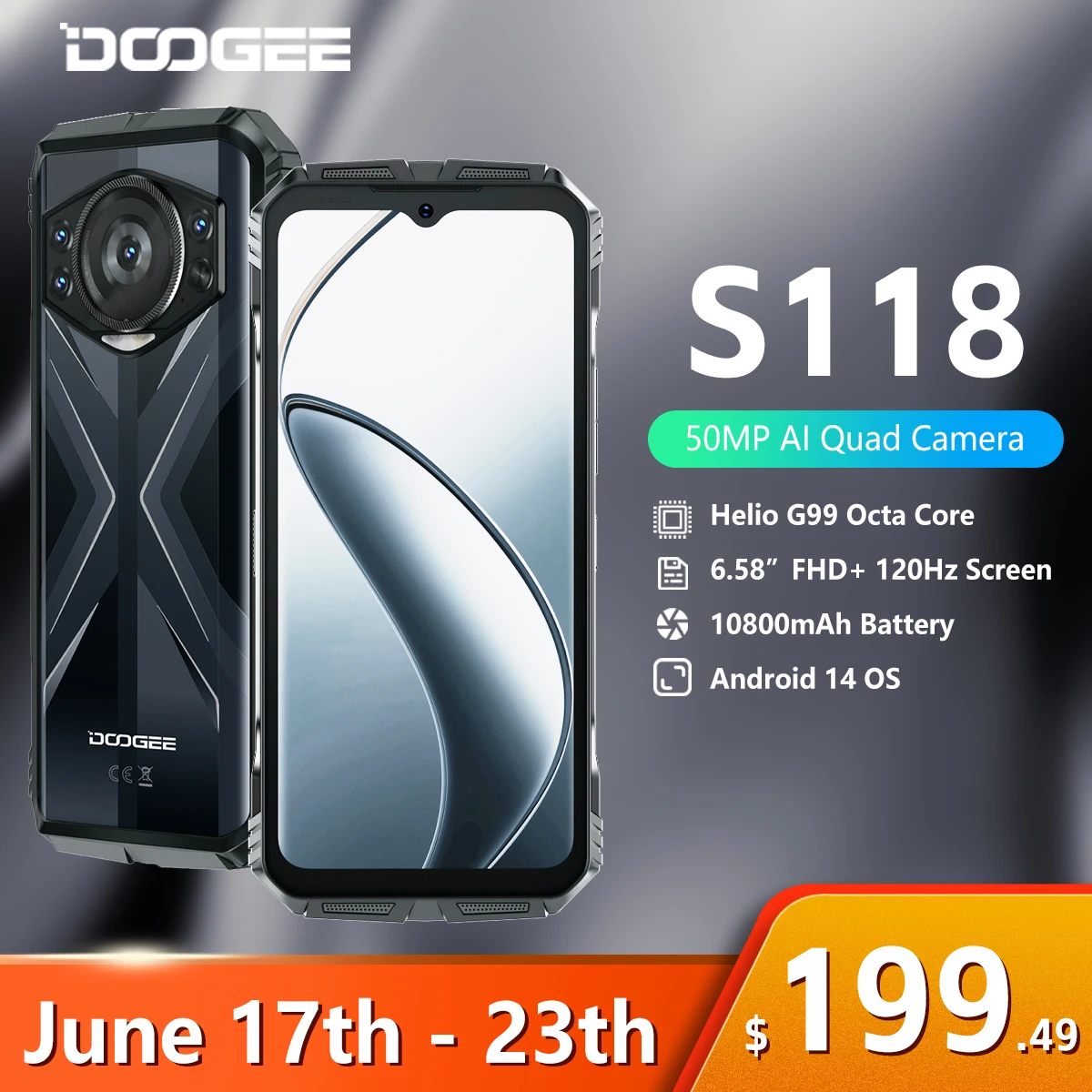 [World Premiere] DOOGEE S118 Rugged Smartphone 20GB(8+12GB Extended) 6.58