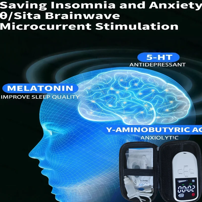 

Professional Portable Sleep Aid CES Kit for Adults Full Set Anxiety Relief with Ear Clips Cranial Therapy