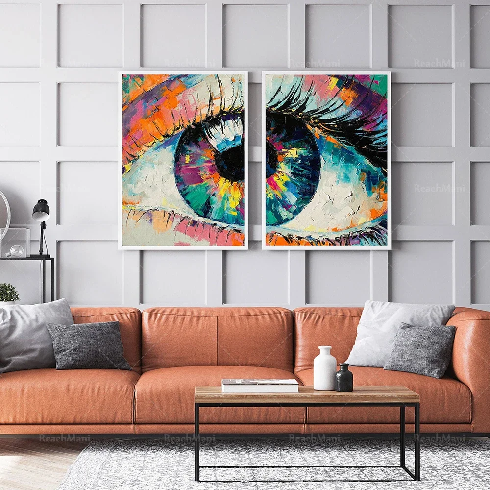 Contemporary abstract eye chart prints, color eye chart wall art canvas poster print