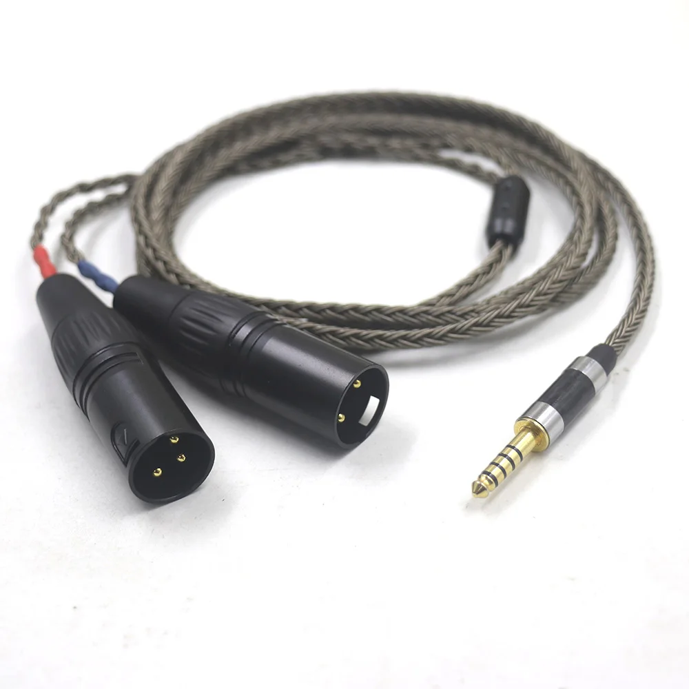 New HiFi 16 Cores OCC Silver Plated 4.4mm Balanced to Dual 2x 3pin XLR Balanced Male Audio Adapter Cable