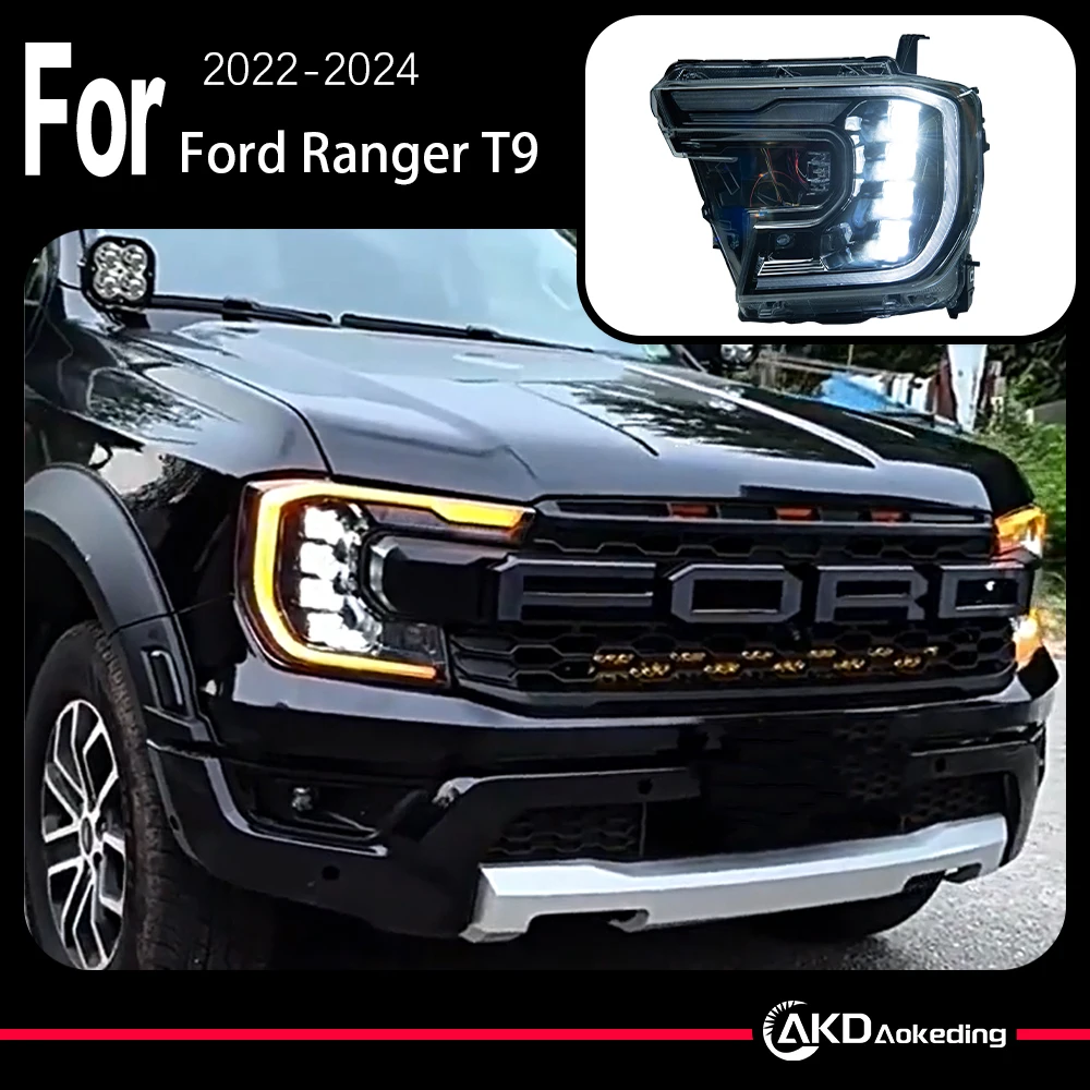 

AKD Car Model for Ford Ranger T9 Headlights 2022-2024 Ranger LED Headlight Endeavor Head Lamp DRL LED Beam Auto Accessories