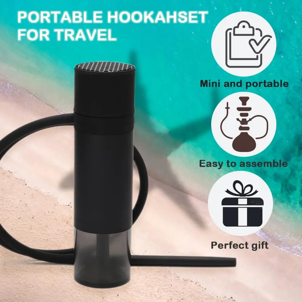 Juego de cachimba portátil de acrílico para viaje en coche, Kit completo de Shisha con cuenco de cerámica y manguera, accesorios compactos para pipa de fumar
