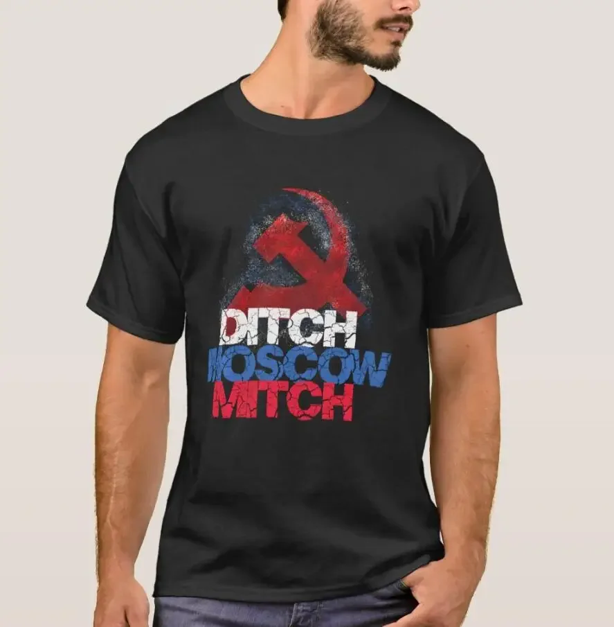 Ditch Moscow Mitch Traitor Russia Puppet Men T-Shirt Short Sleeve Casual Cotton O-Neck Summer Men T Shirt