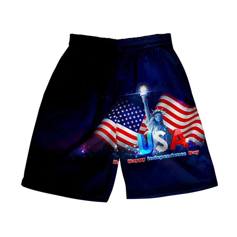 Shorts de plage graphiques pour hommes, pantalons décontractés, motif de sensation du 4 juillet 3D, pantalons de plage rétro, shorts confortables, déclin, été