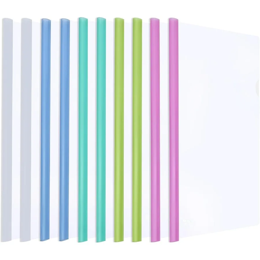 

10 упаковок обломок для отчетов с выдвижной планкой, 8 мм, прозрачные обложки для отчетов для бумаги формата А4 и букв, емкость 60 листов, презентационный файл