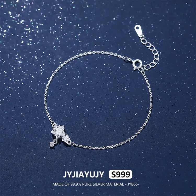 

JYJIAYUJY 100% Whole Original Fine Silver S999 Bracelet In Stock Zircon Star Fashion Jewelry Gift Daily JYB65