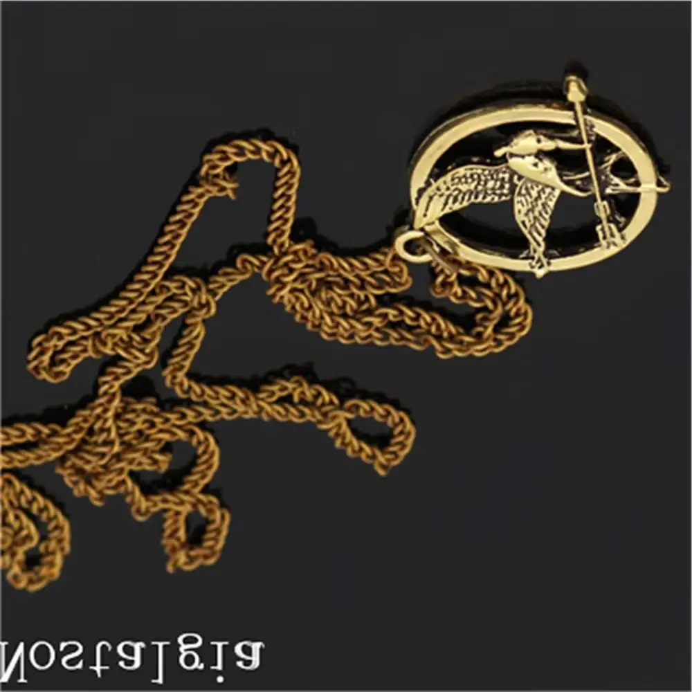 he Hunger Games Metal Pendant Necklace Jewelry Accessories Circular Shape Vintage Punk Mocking Bird Necklaces For Men Women
