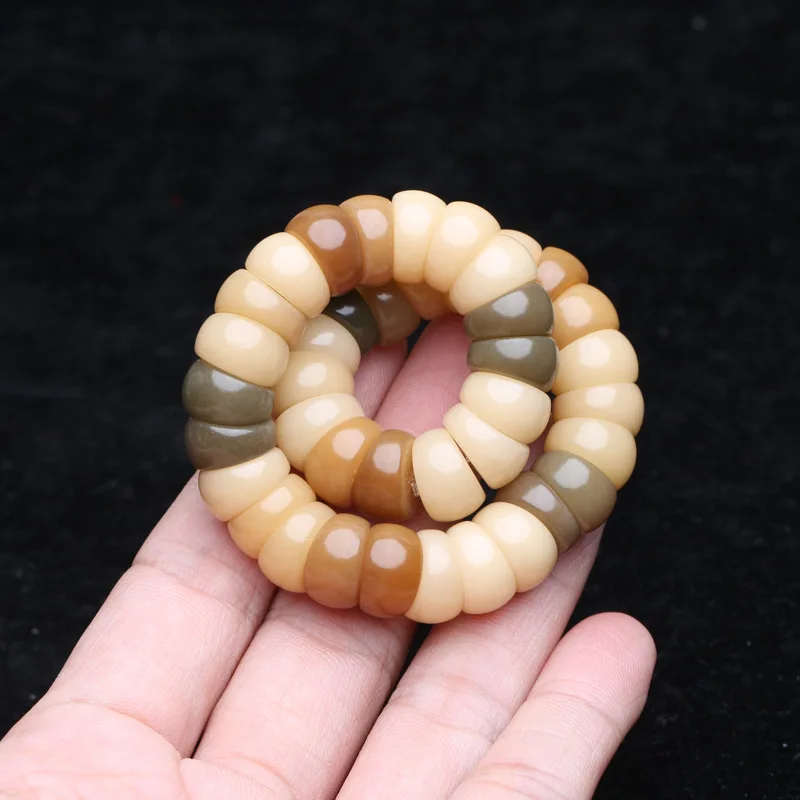 Pork intestine White Jade Bodhi Root Bracelet Gradient Bracelet Weathering Pliable Temperament Hand Toy Buddha Beads Amusement A