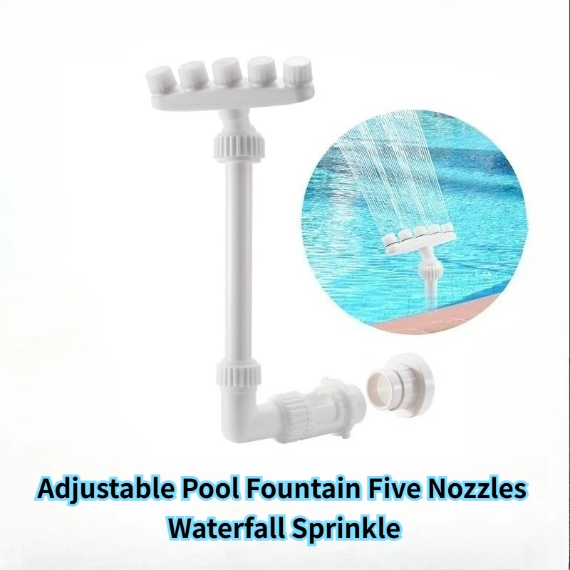 

1 шт. регулируемый фонтан для бассейна с пятью насадками, разбрызгиватель водопада для охлаждения, двойной адаптер, фонтан для воды для бассейна
