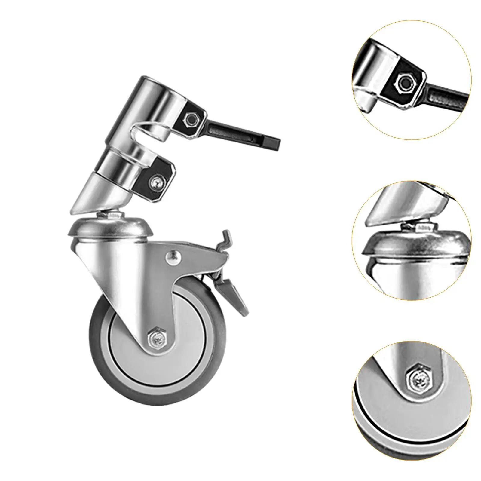 3Pcs/Set Swivel Casters Wheels with 25mm Diameter Mounting Holes Photography C Stand Tripod Rolling Wheels Aluminum Alloy