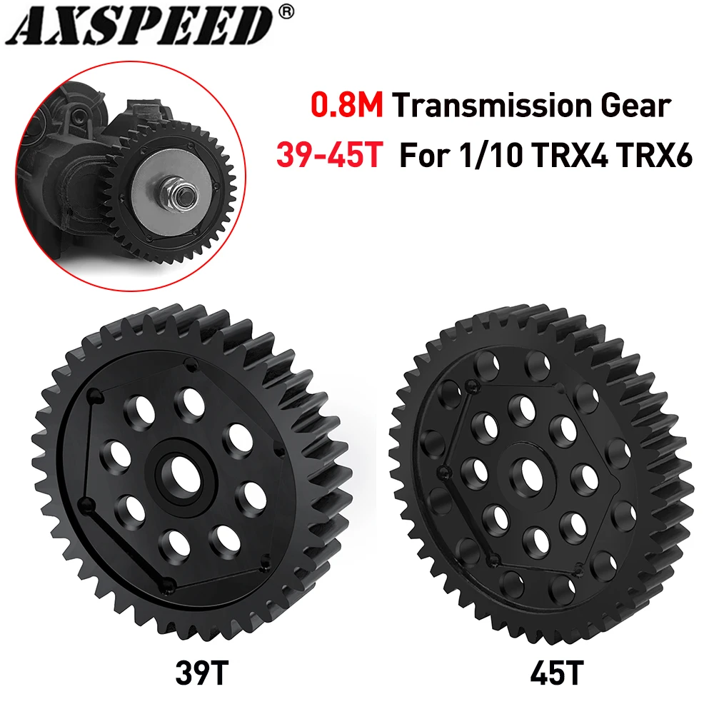 

AXSPEED 40CR Steel Transmission Gear 0.8M 39T 45T Gearbox Gears for 1/10 TRX4 TRX6 All Series RC Model Car Accessories
