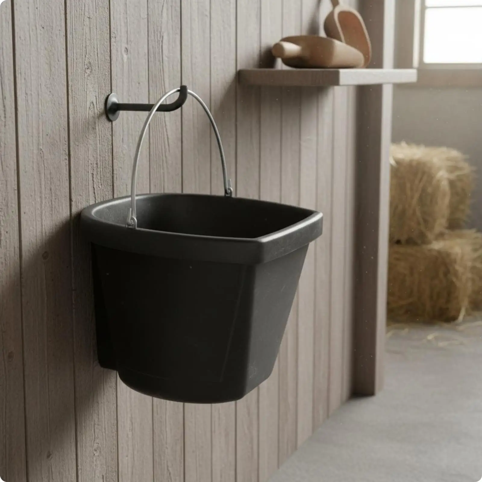 Flexible Rubber Feed Bucket D Shape Tapered Design Water Drawing Bucket Feed Pail for Livestock Farm and Garden Use
