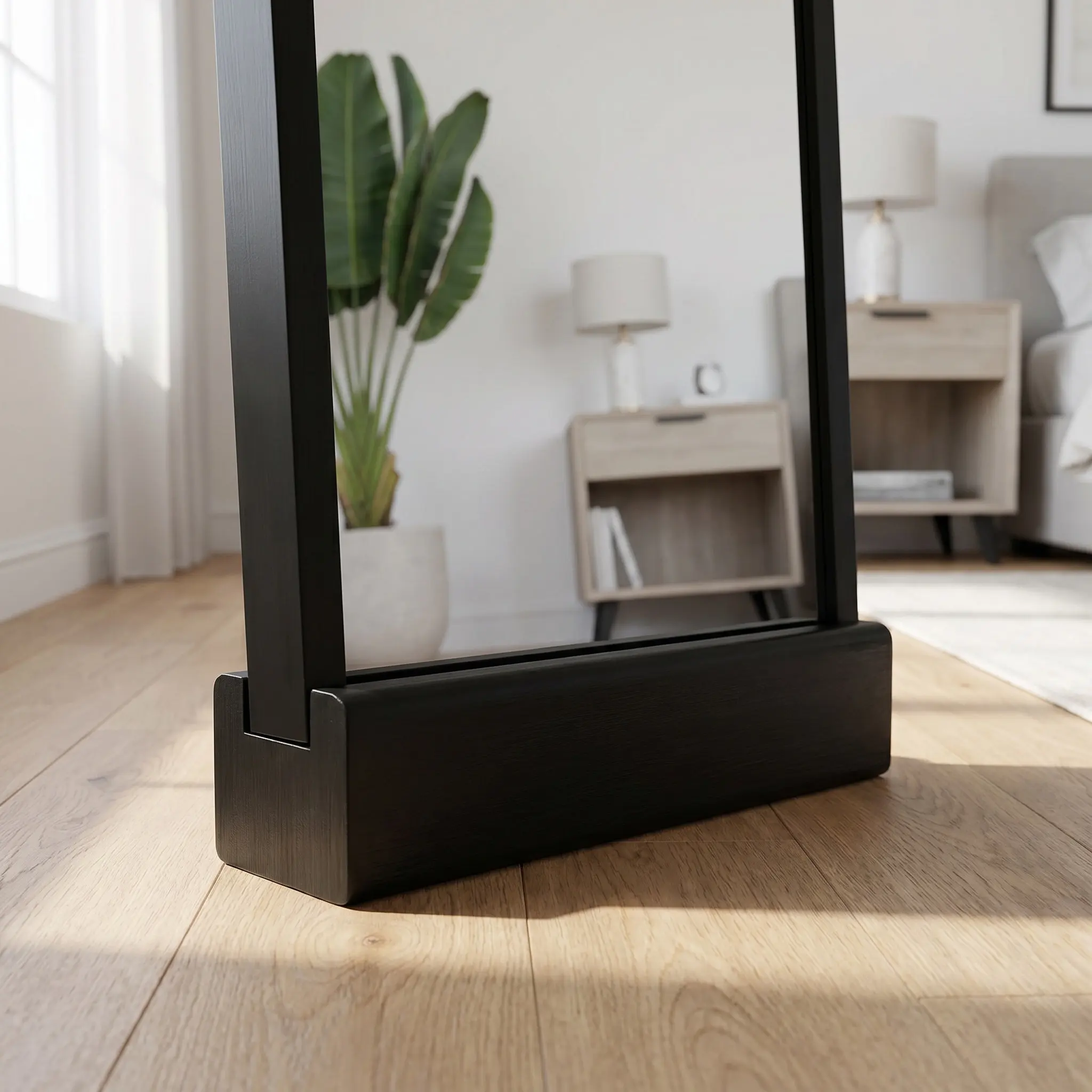 Wood Floor Mirror Stand Full Length Mirror Support Base 12 Length Stable Anti Skid Pads Living Room Bedroom Dressing Room