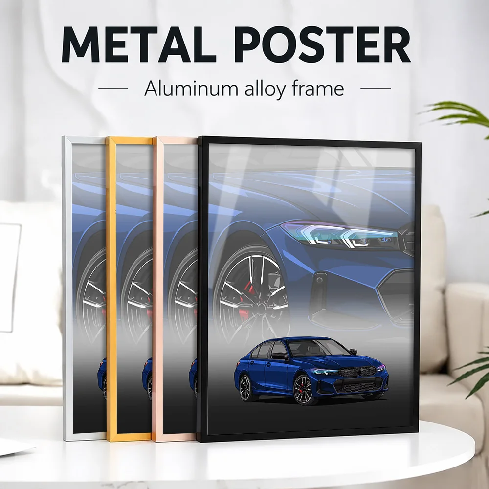 Blue Germany M340i Series Metal Poster With Aluminum Alloy Frame Customized Photo Modern Style Wall Art For Study Birthday Gift