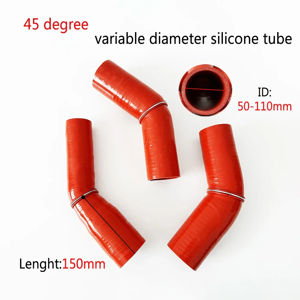 

45 degree Four layer weaving variable diameter silicone tube turbocharger intercooler intercooler connector ID 50-110mm