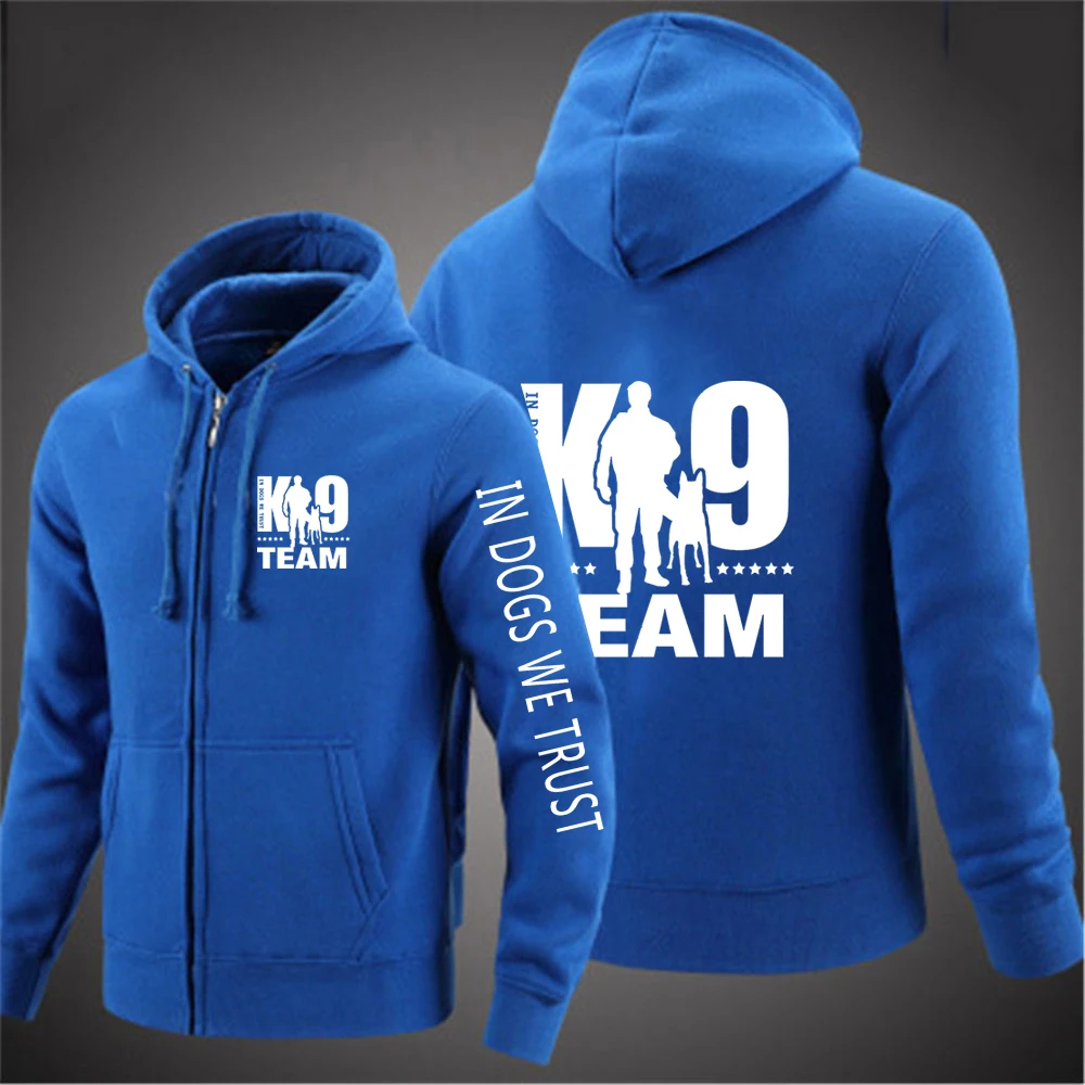 TRAINER K9 Team K9 Unit Malinois Men primavera e autunno Fashion Print tinta unita Zipper Pullover cappotto Casual Versatile Top