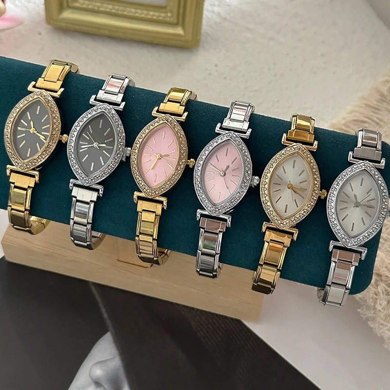 Vintage Oval and Round Shiny Watch Dial High Quality Watch Bracelets DIY 9MM Stainless Steel Charm Bracelet Jewelry For Gifts