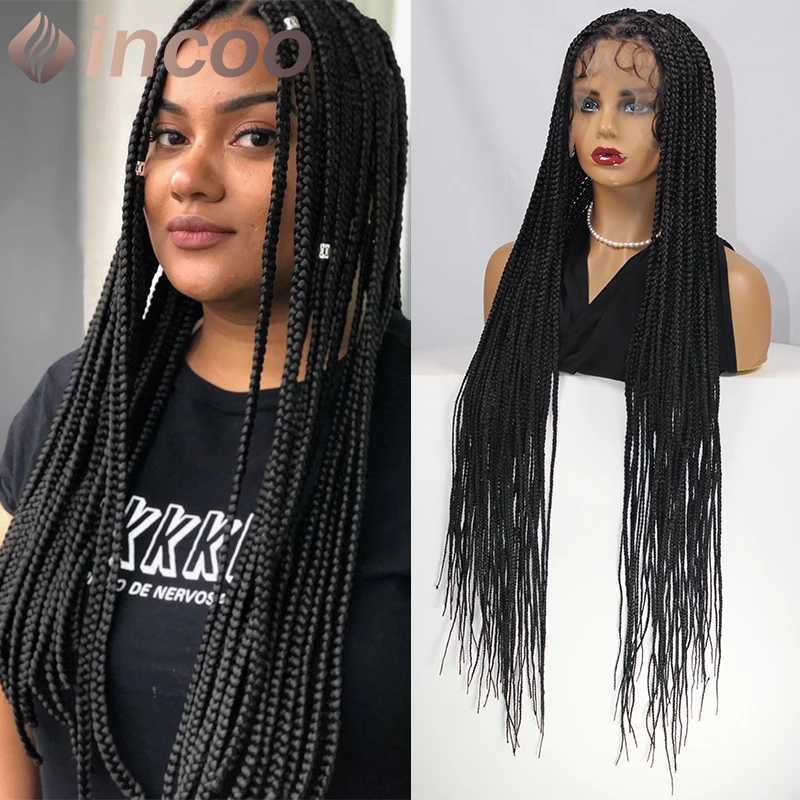 Incoo-Perruque synthétique sans nœuds pour femmes noires, tresses aléatoires, 36 pouces