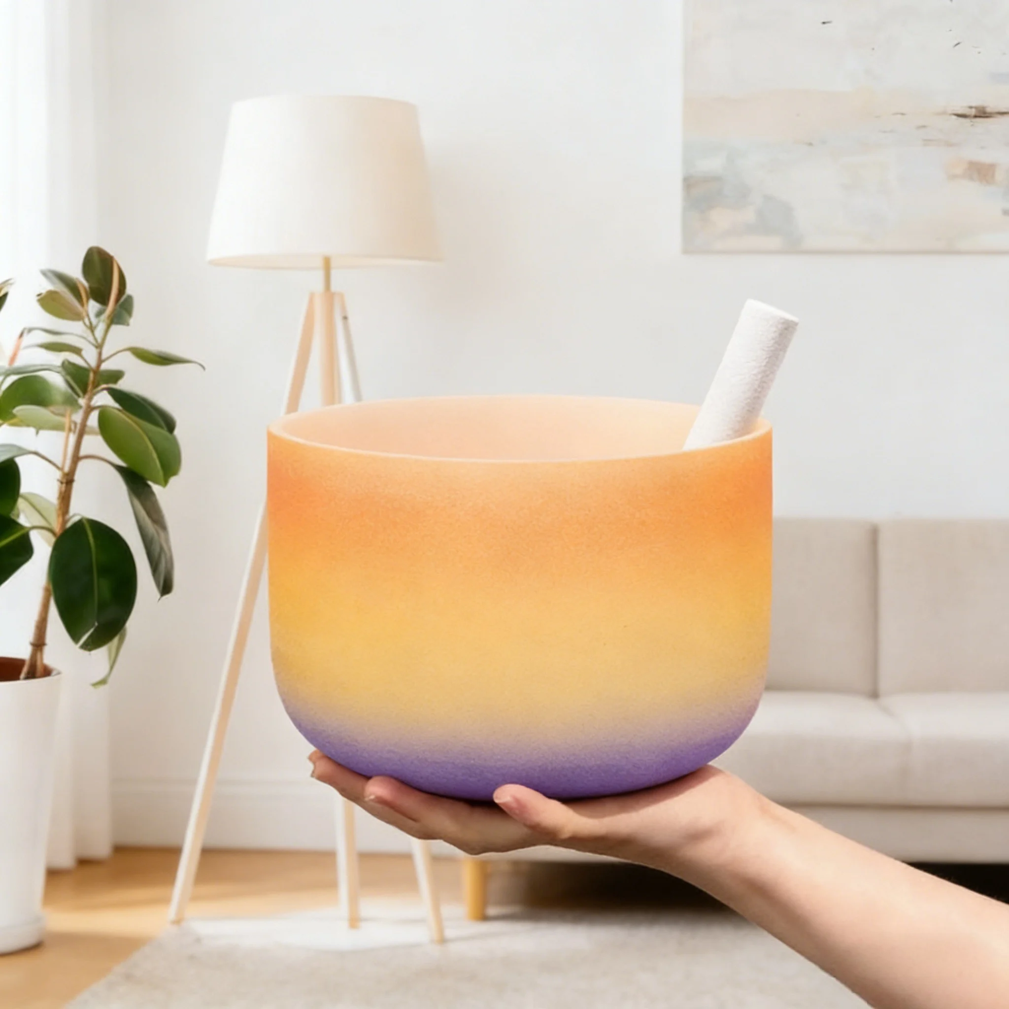 YUN QI QING YIN 10 Inch Rainbow Crystal Singing Bowl Dual Frequency 432Hz 440Hz Chakra Balancing Tibetan Chanting Bowl Sound Bath Anxiety Relief Spiritual Healing Yoga Bowl