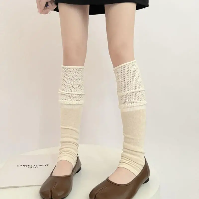 

2024 New Spring and Summer Cutout no heel leg warmers vintage thin ballerian stockings two-tones matched staked socks