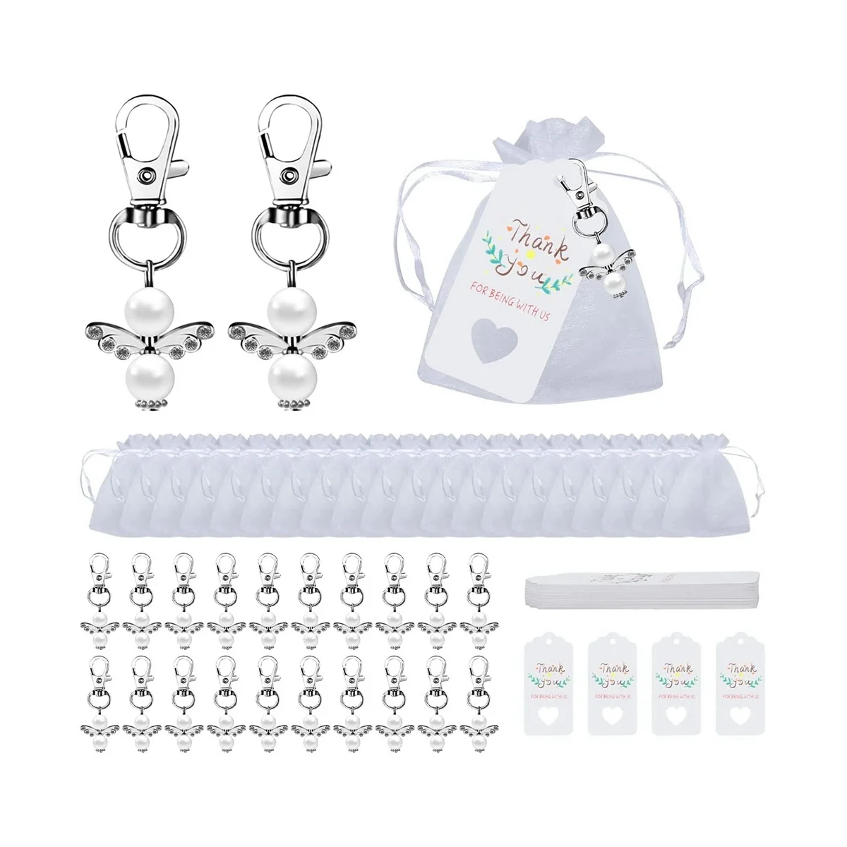 Guardian Angel Keyring,20Pcs Party Favours Christening Wedding for Communion Confirmation Keyring Girls Thank You Gift