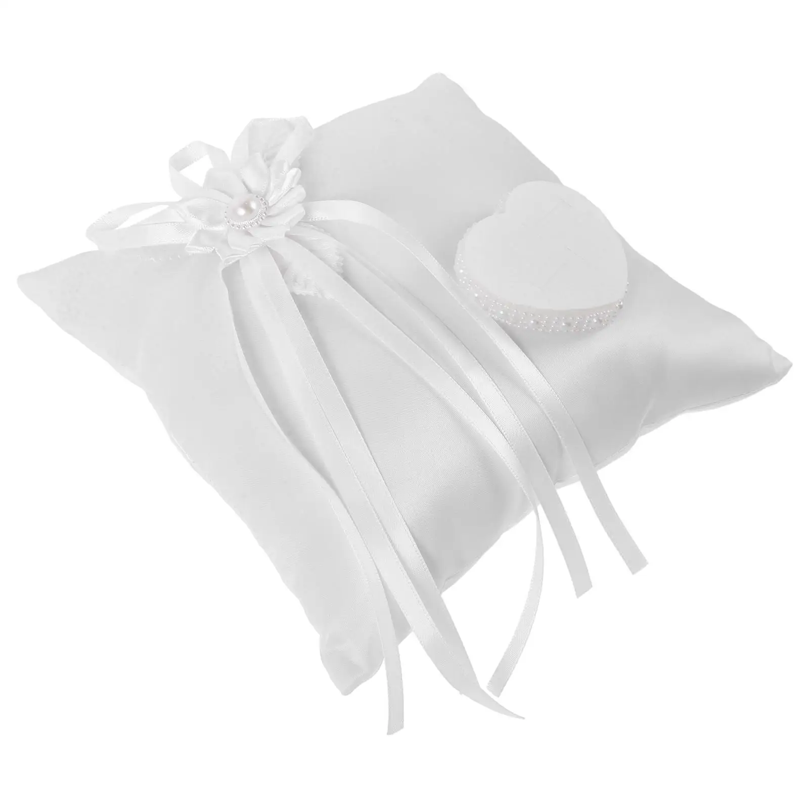 

Floral Design Wedding Ring Pillow Reusable Bridegroom Bed Pillows Bearer Cushion Fabric Holder DIY Decor