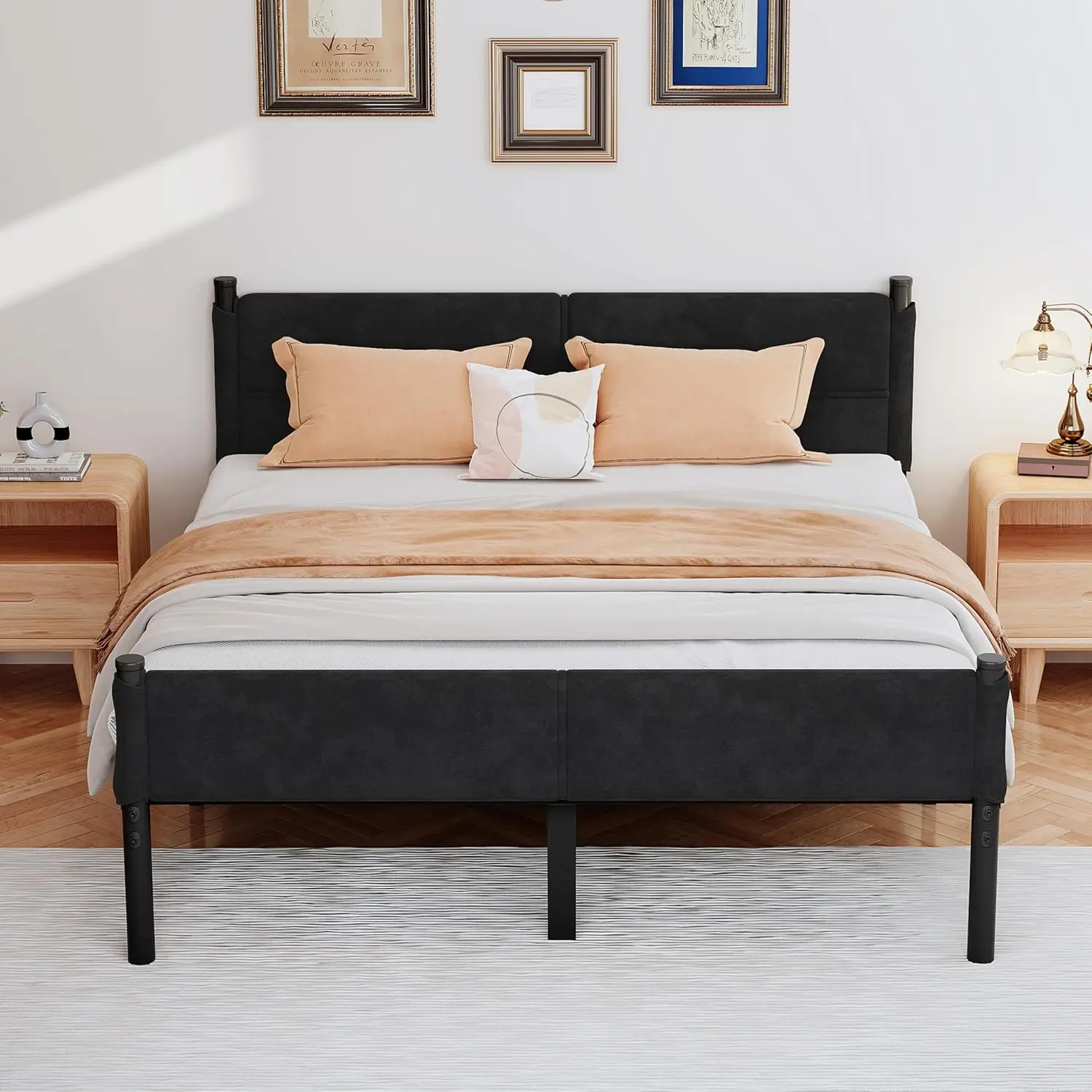 

14Inch Metal Bed Frame Queen Storage Heavy Duty Mattress Foundation Easy Assembly No Box Spring, Customized