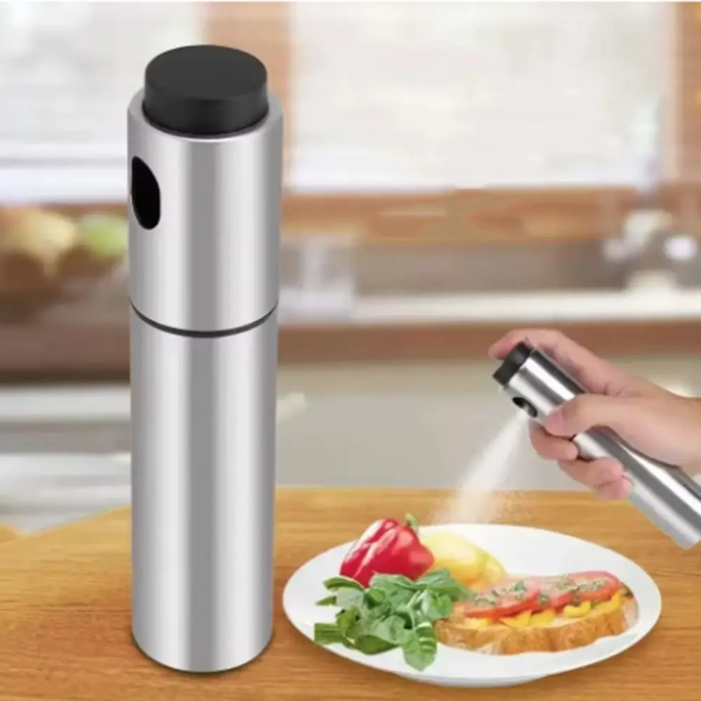 Durable Stainless Steel Olive Oil Sprayer Bottle 100ml Unbreakable Oil Dispenser with Scale Rust-proof Vinegar Bottle Baking
