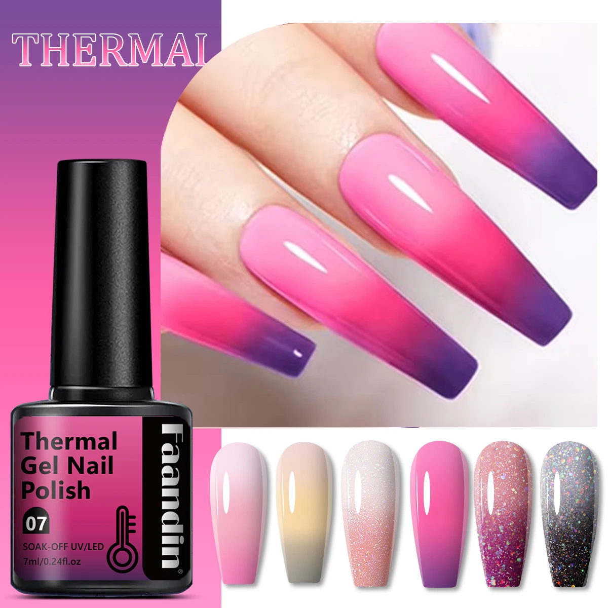 Faandin 3 قطع/مجموعة 7 مل * 3 قطع، تأثير الطلاء السميك أفضل عند تغيير درجة الحرارة، عصرية وملونة، مجموعة طلاء أظافر جل متغيرة درجة الحرارة، هدية مثالية، قوية وطويلة الأمد، سهلة الاستخدام، جل طلاء الأظافر للحفلات الراقصة، منتج أساسي لصالونات الأظافر #2