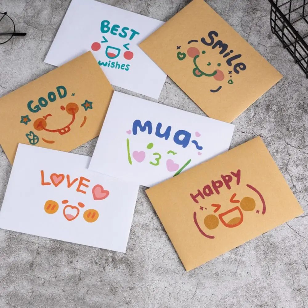 24Pcs Cute Kraft Paper Envelope Expression Letter Blessing Thank Envelope Nostalgia Art Happy Graffiti Envelope Thanksgiving Day