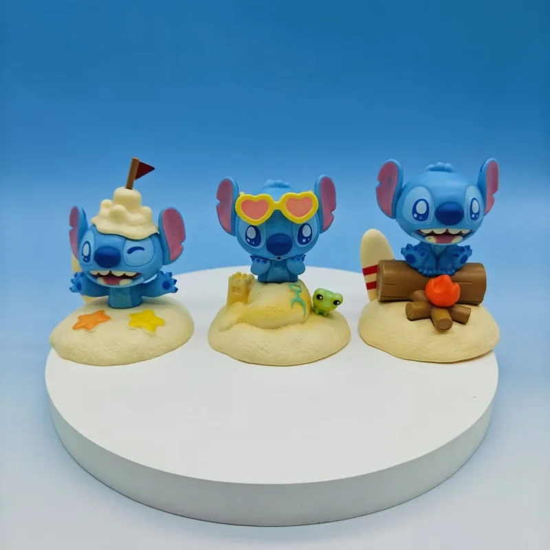 อะนิเมะ Stitch ตัวเลข Island Holiday Series 6 ชิ้น Surf Beach Mermaid ตกแต่งบ้านฮาวายตุ๊กตาของเล่นเครื่องประดับน่ารักของขวัญเด็ก