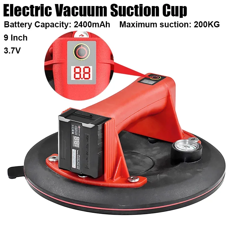 9 inch Electric Vacuum Suction Cup Digital Display With Meter 200kg Strong Suction Sucker Tile Suction Lift Heavy Lifting Tool