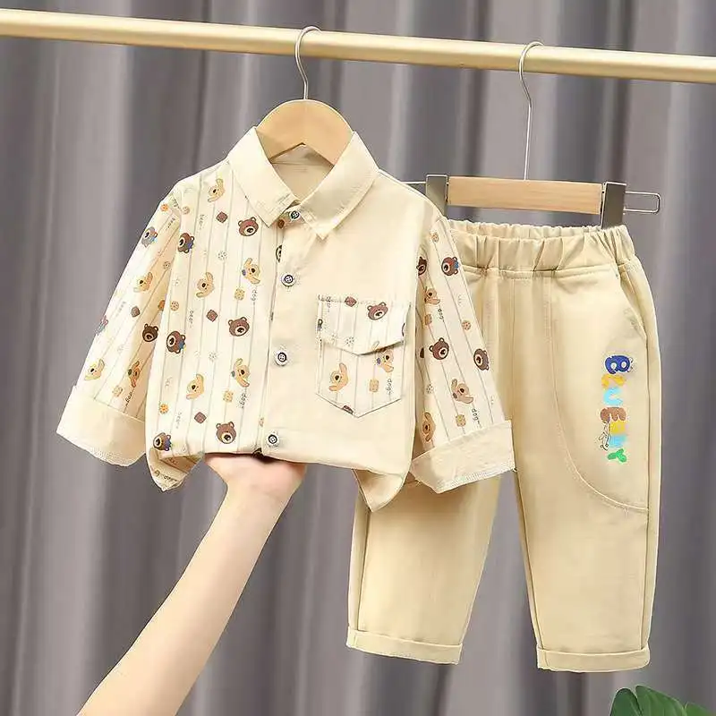 

Boys' Shirt Autumn Outfit Pure Cotton Set 2025 Autumn New Style For Boys And Babies Stylish Teenage Clothes For Babies