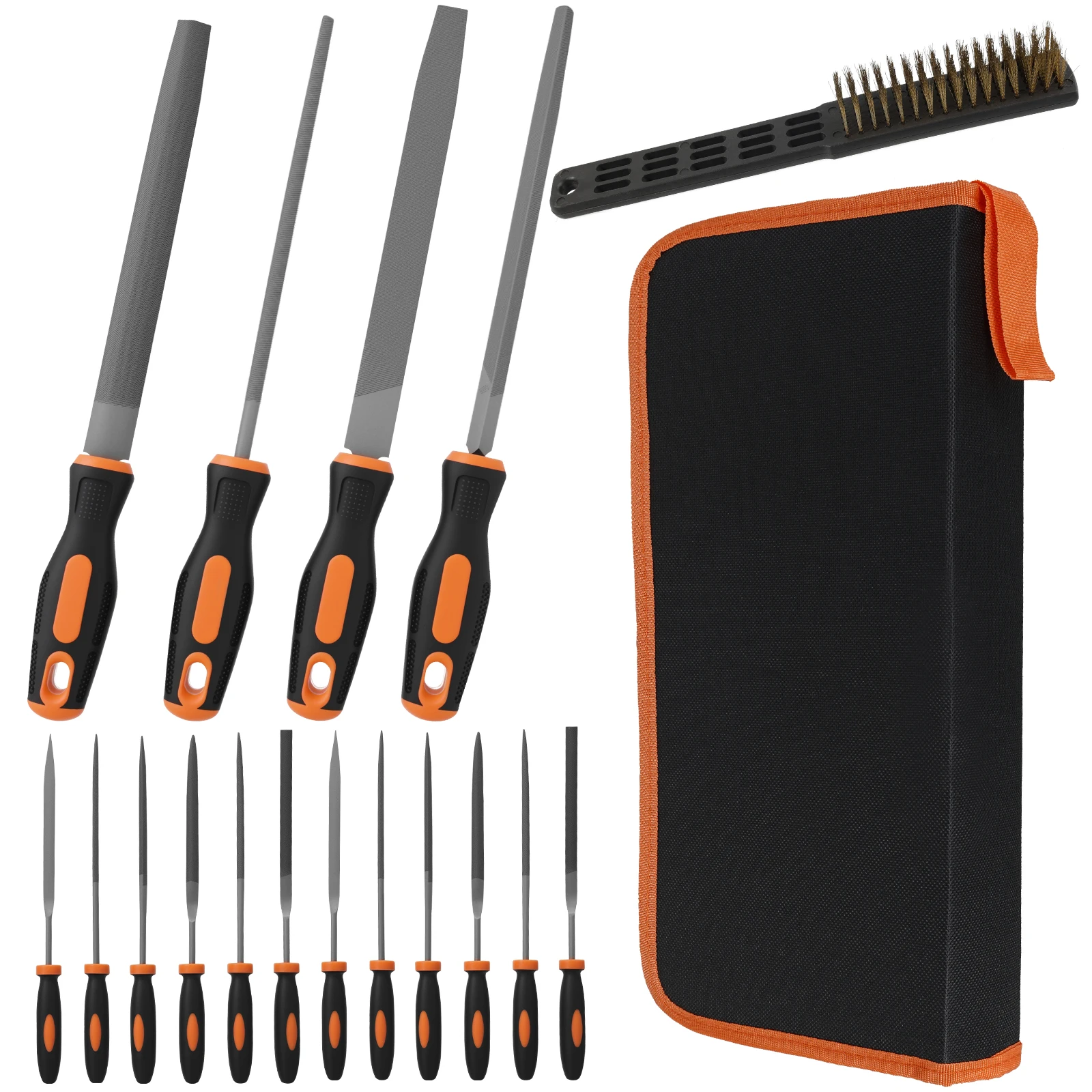 

Набор металлических напильников, 17 шт., 12-дюймовые профессиональные напильники из высокоуглеродистой стали, включают длинные игольчатые инструменты для напильников для дерева, стекла и металла