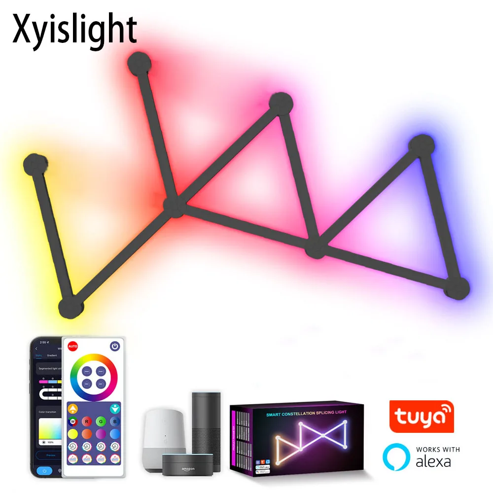 WIFI LED Smart Wall Light RGB Backlight Strip DIY Atmosphere Night Light Remote Control Tuya Alexa APP for Game Room Decoration