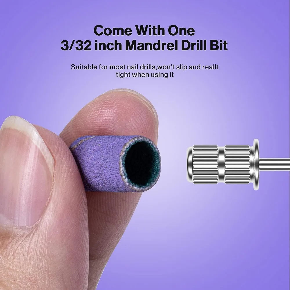 Bandes Abrasives Violettes pour Perceuse Électrique, Accessoires de Manucure, 100 Pièces