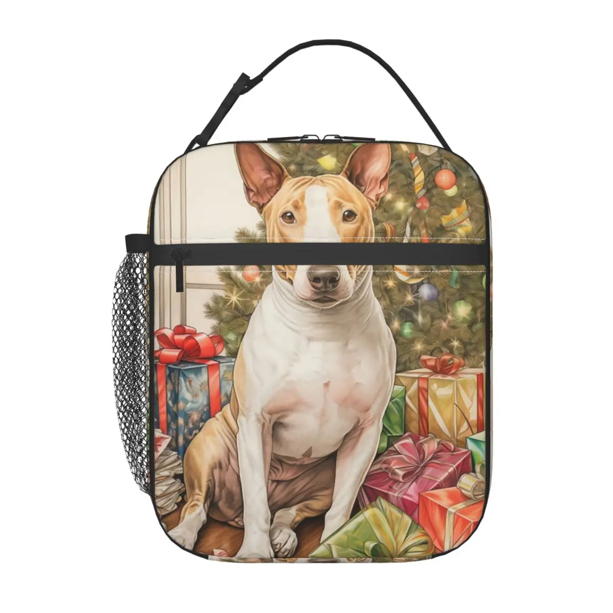 

Рождественский стаффордширский бультерьер, портрет собаки, изолированная сумка для обеда для женщин и детей, герметичные коробки для еды, термобокс для обеда, сумка