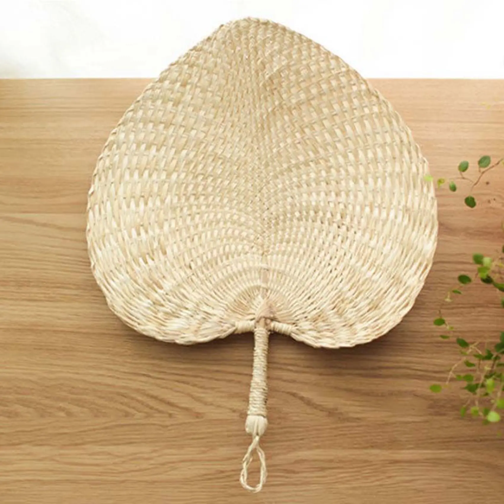 ABAE-3X Cool Baby Mosquito Repellent Fan Summer Manual Straw Hand Fans Palm Leaf