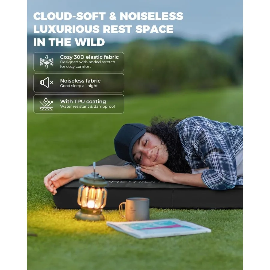 وسادة نوم ذاتية النفخ مع قيمة 7.9 للتخييم في جميع المواسم، مرتبة هوائية وإسفنجية سميكة بطبقة مزدوجة مقاس 3 بوصات مثالية للخيمة Ca #2