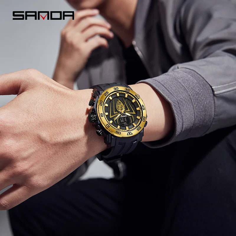 Sanda Personalized Spider Double Display Electronic Watch Student Sports Luminous Timing Multifunctional Watch Male Waterproof