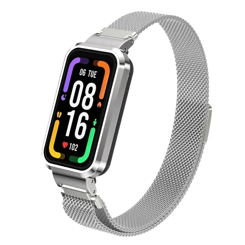 Magnetic Loop Strap For Xiaomi Smart Band 8 Active Watchband Case Protector Luxury Metal Wristband For Mi Band 8 Active Bracelet