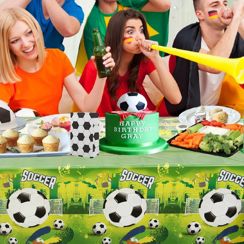 Soccer Theme Disposable Tablecloth Football Sport Birthday Party Supplies Soccer Fans Birthday Party Decortions view 6