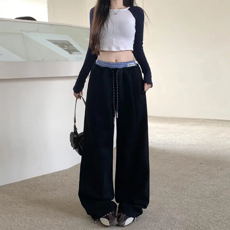 Mädchen Herbst Winter Boden Hosen Jogginghose Lose Breite Bein Hosen Drapieren Gerade Bein Hosen Weibliche Hohe Taille Jogginghose Großhandel