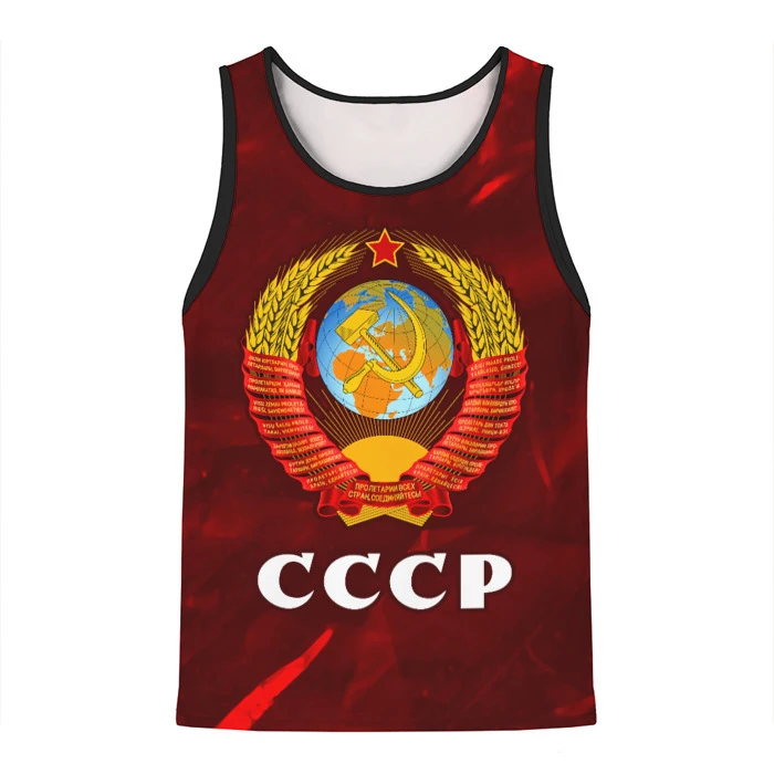 Russian Bear Pattern 3D Print СССР Tank Tops Summer Men Streetwear Beach Oversized Fitness Gym Vest Sleeveless Tops Man Clothing
