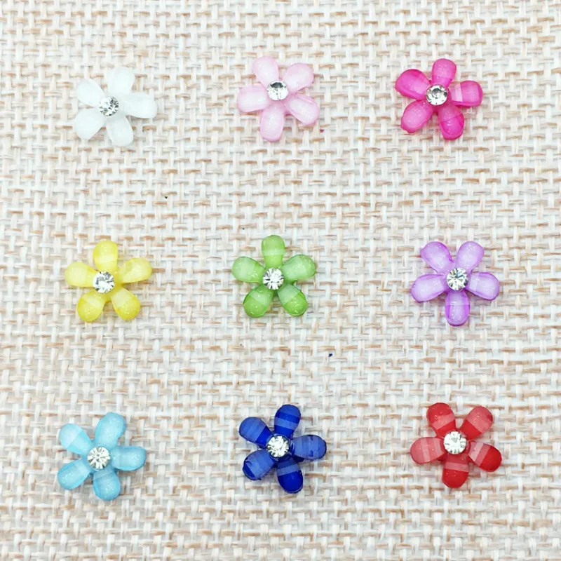 20Pcs High Quality 10mm Flower FlatBack Resin Rhinestone Appliques for Phone Wedding DIY Craft Accessories